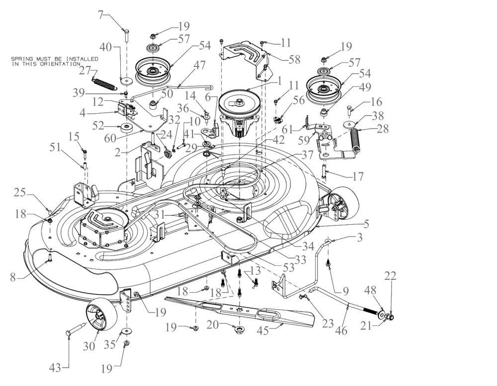 Deck Diagram and Parts List for 13BJ77ST345 2023 Yard Machines Lawn Tractor